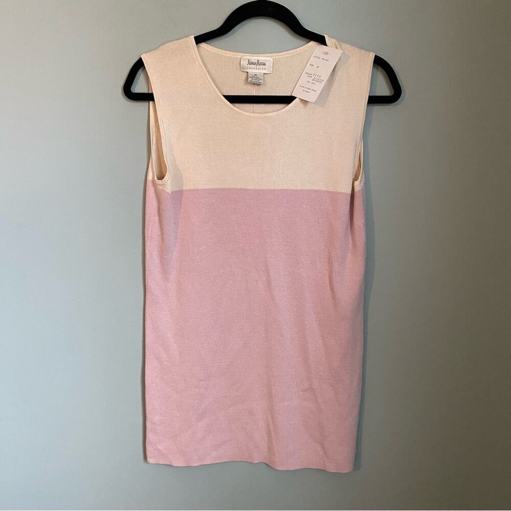Vintage NWT Neiman Marcus Silk Colorblock Sleeveless Knit Top